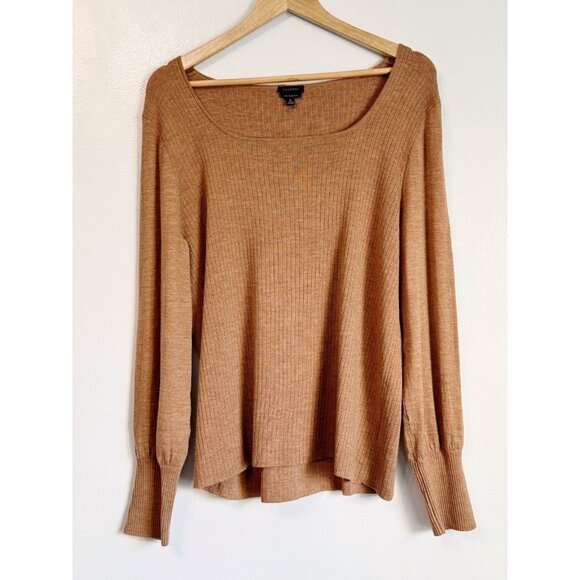 Talbots Pure Merino Wool Ribbed Sweater Sz XL Camel Tan Fall Minimalist Classic - Picture 3 of 9